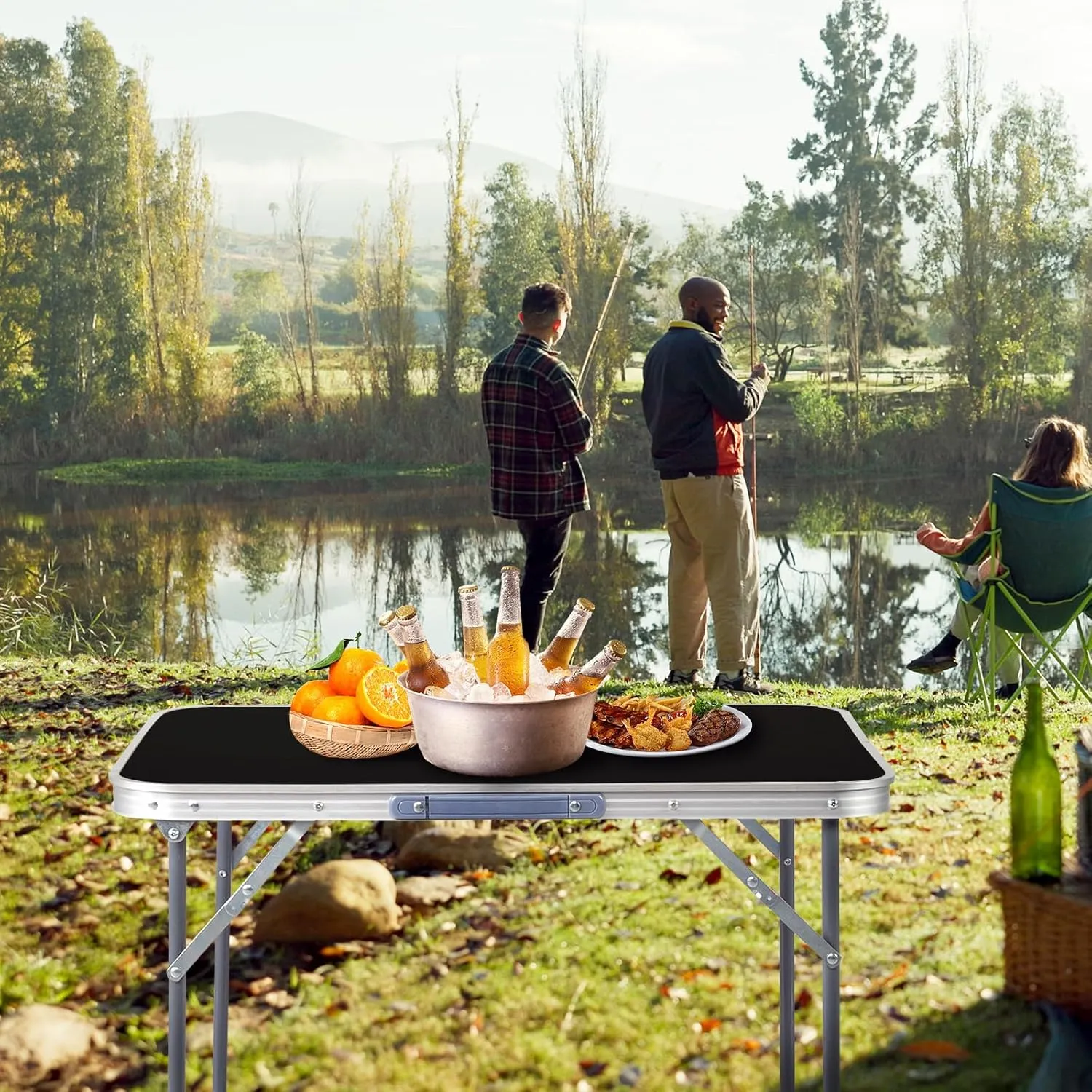 2.0 Ft Folding Portable Camping Table, RV Dining Tables for Inside, Outdoor Camping for 2 People, Tailgate, BBQ, Dining, Picnic, Beach, Garden, Party, Black