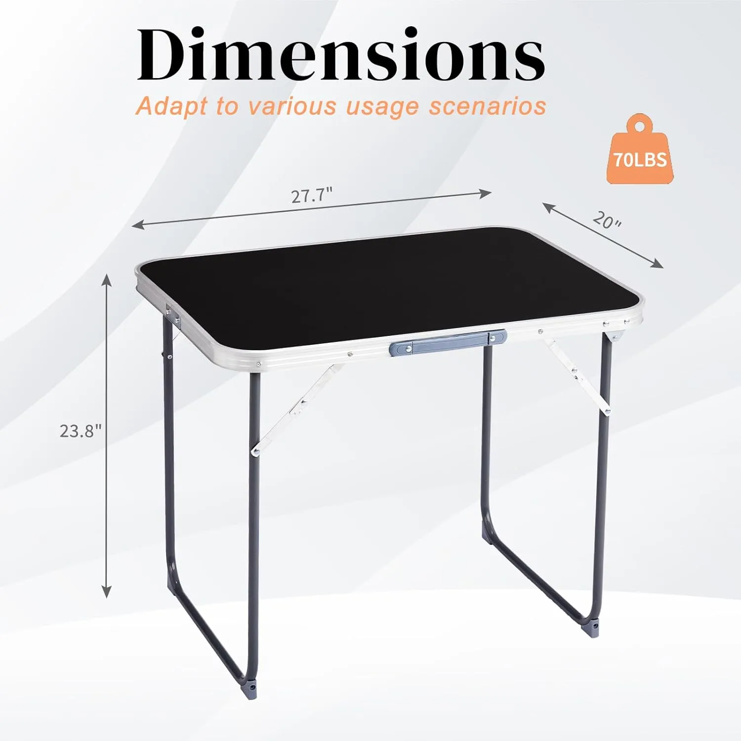 2.0 Ft Folding Portable Camping Table, RV Dining Tables for Inside, Outdoor Camping for 2 People, Tailgate, BBQ, Dining, Picnic, Beach, Garden, Party, Black
