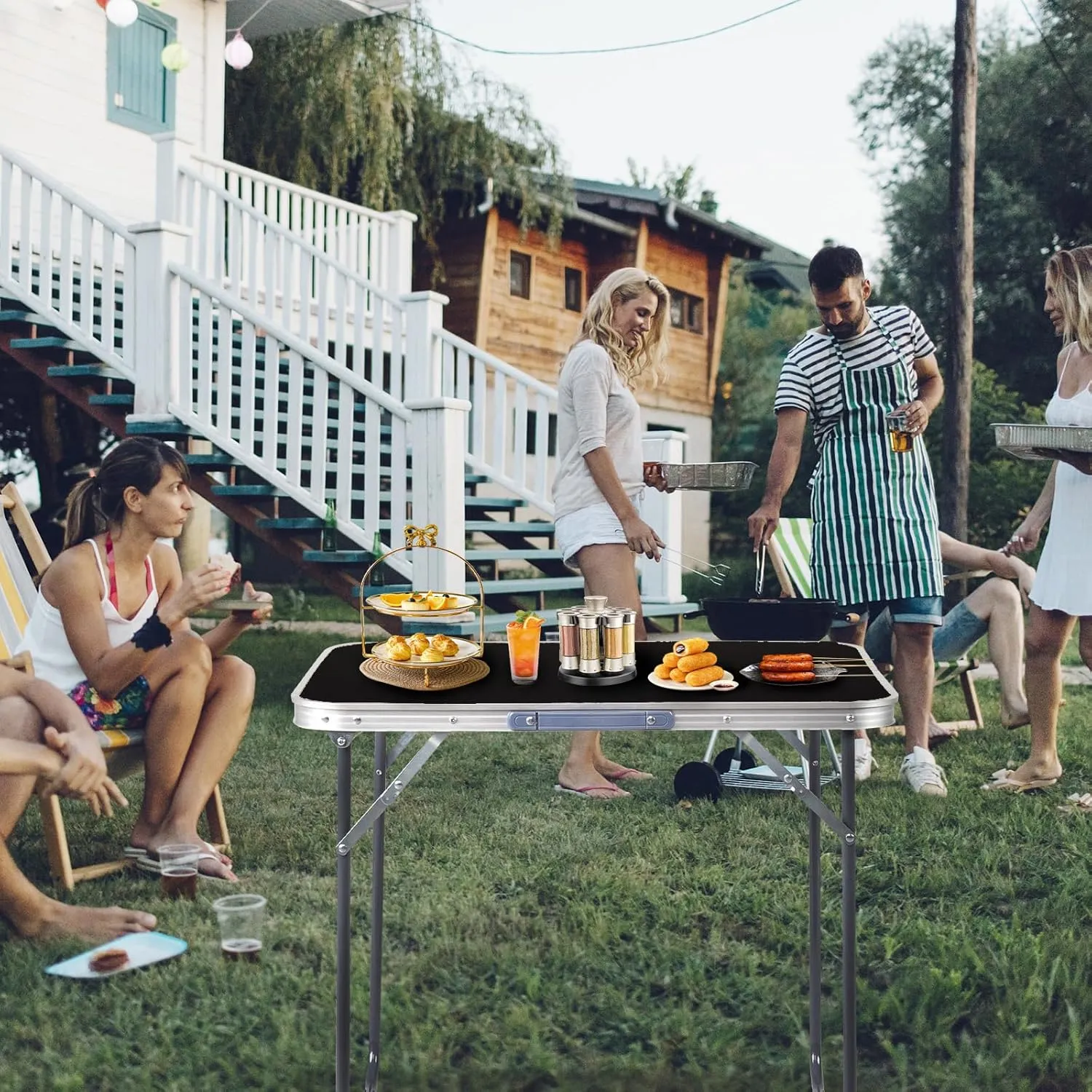 2.0 Ft Folding Portable Camping Table, RV Dining Tables for Inside, Outdoor Camping for 2 People, Tailgate, BBQ, Dining, Picnic, Beach, Garden, Party, Black