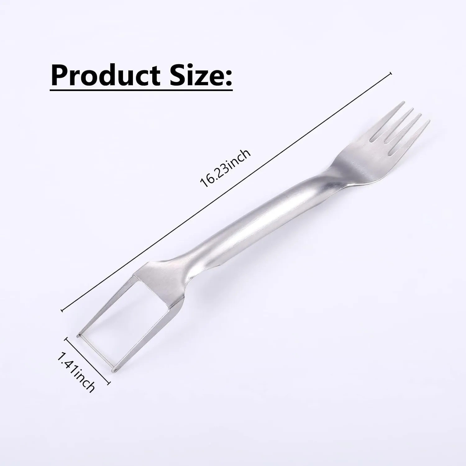 2025 New 2 in 1 Stainless Steel Fruit Cutter, Upgeade Portable Dual Head Stainless Steel Watermelon Cutter, Summer Watermelon Cutting Artifact Fruit Forks Slicer Knife for Parties Camping (3)