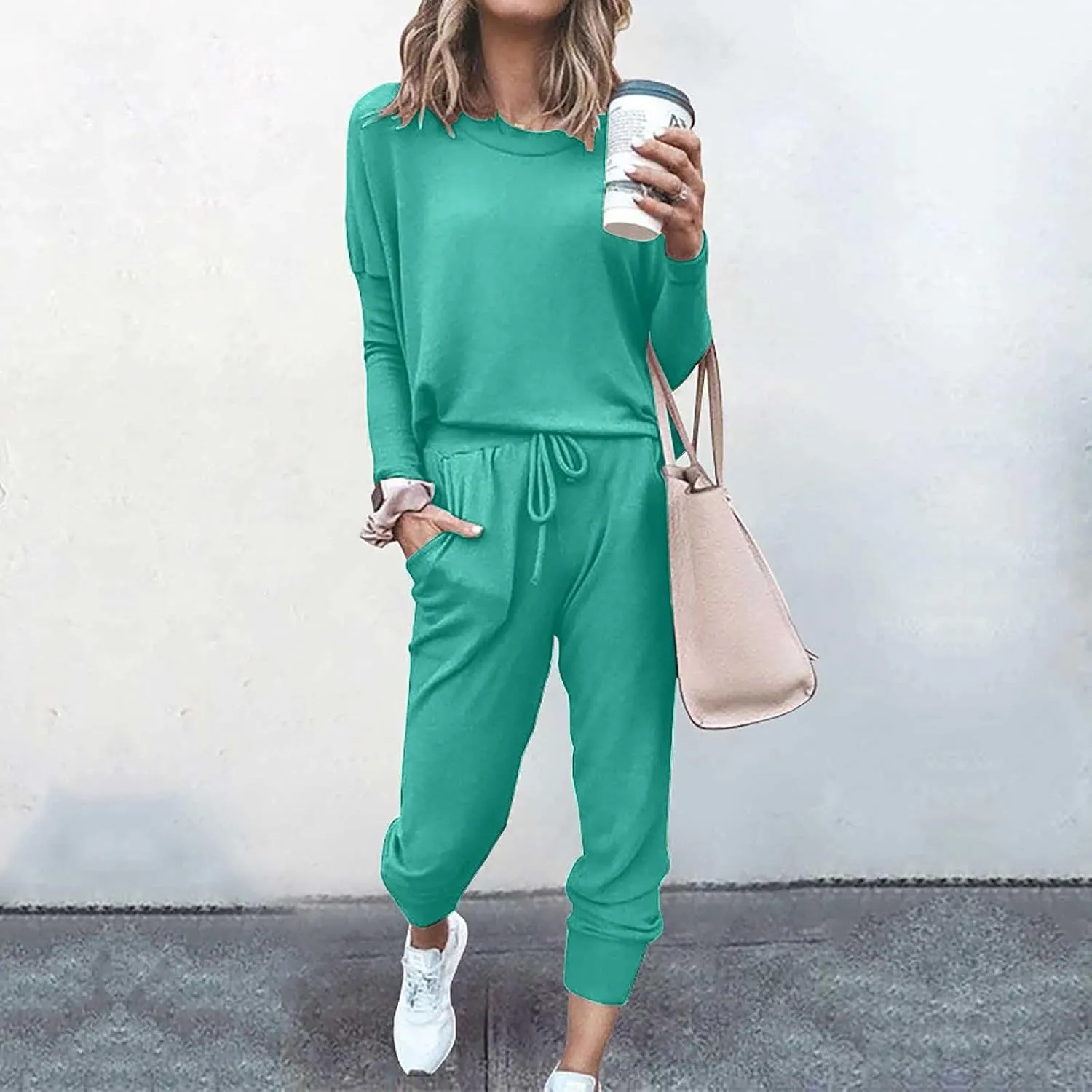 2025 Summer Sports 2 Piece Set,Lounge Sets Lightweight Crewneck Pullover Tops & Long Pants Tracksuit