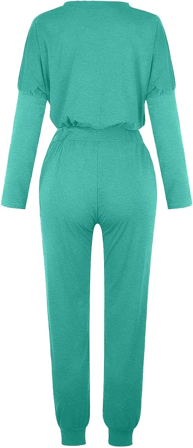 2025 Summer Sports 2 Piece Set,Lounge Sets Lightweight Crewneck Pullover Tops & Long Pants Tracksuit