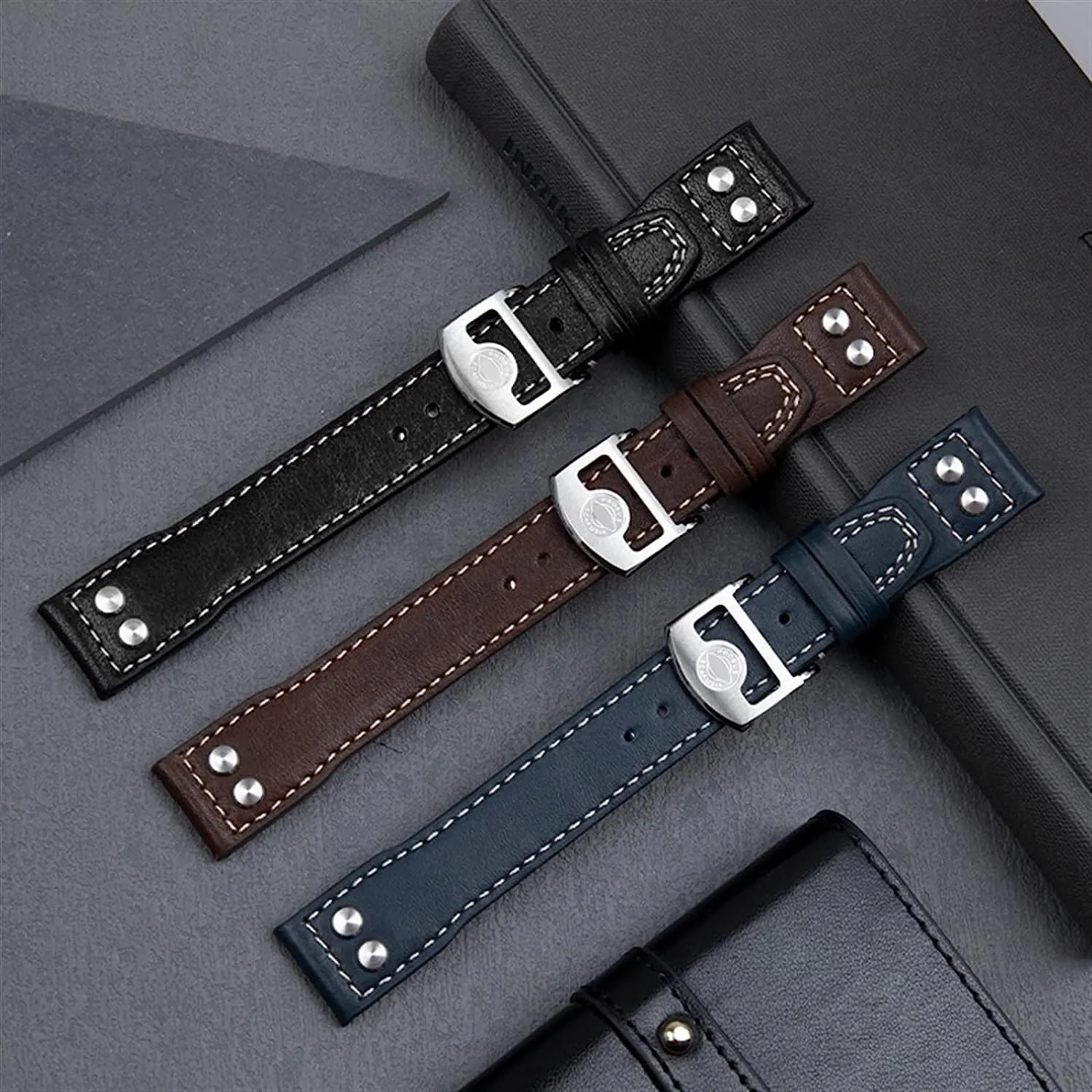 20mm Soft Genuine Rivet Leather Strap For IWC Strap For Big PILOT Mark 18 Portofino Watch Band Accessories
