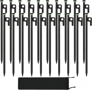 20Pcs Tent Stakes, 16in Heavy Duty Tent Stakes, Dia 0.35" Forged Steel Stakes Heavy Duty for Tent Used on Rocks, Grassland, Snowfield(20Pcs 16in Stakes)