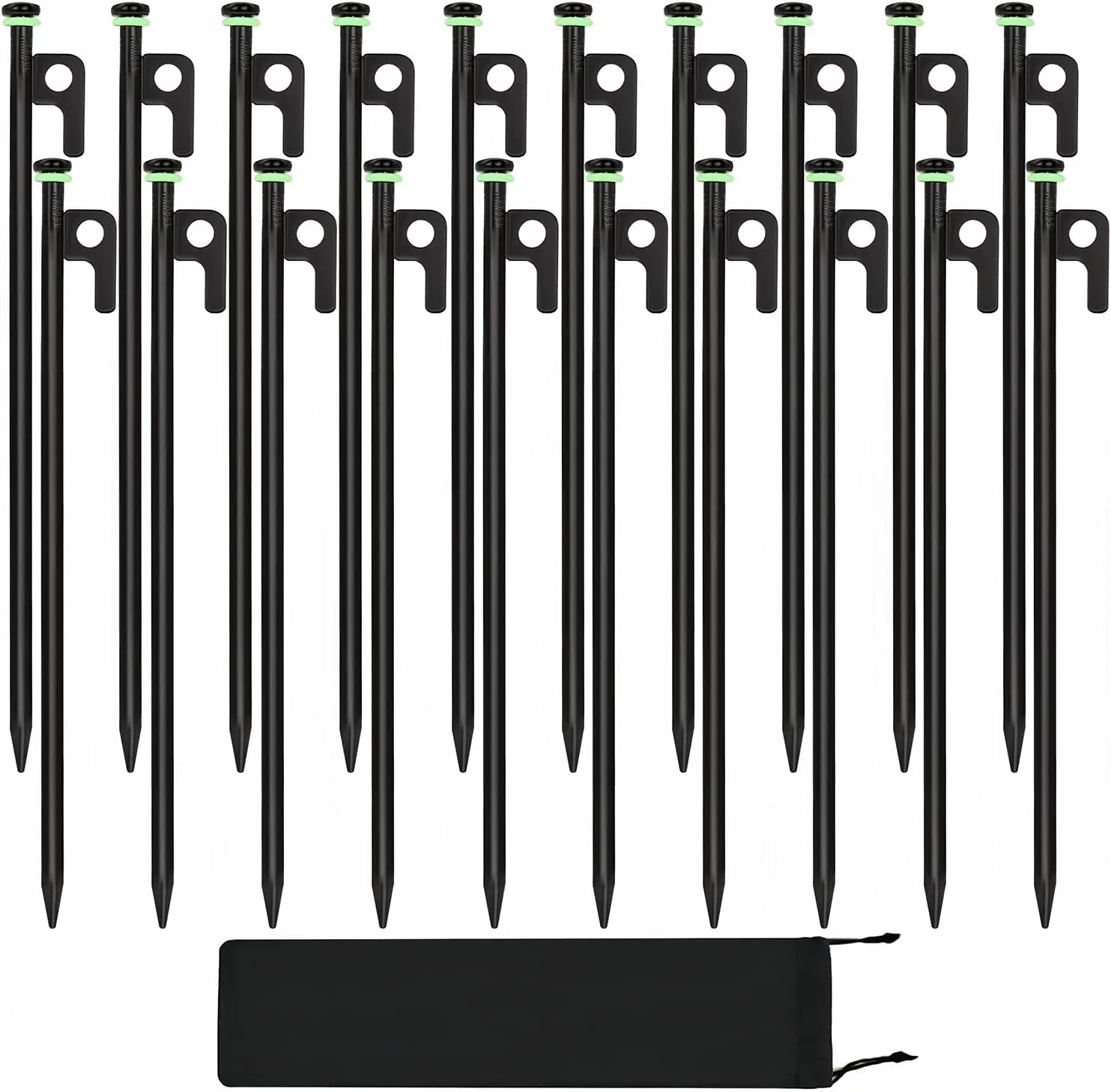 20Pcs Tent Stakes, 16in Heavy Duty Tent Stakes, Dia 0.35" Forged Steel Stakes Heavy Duty for Tent Used on Rocks, Grassland, Snowfield(20Pcs 16in Stakes)
