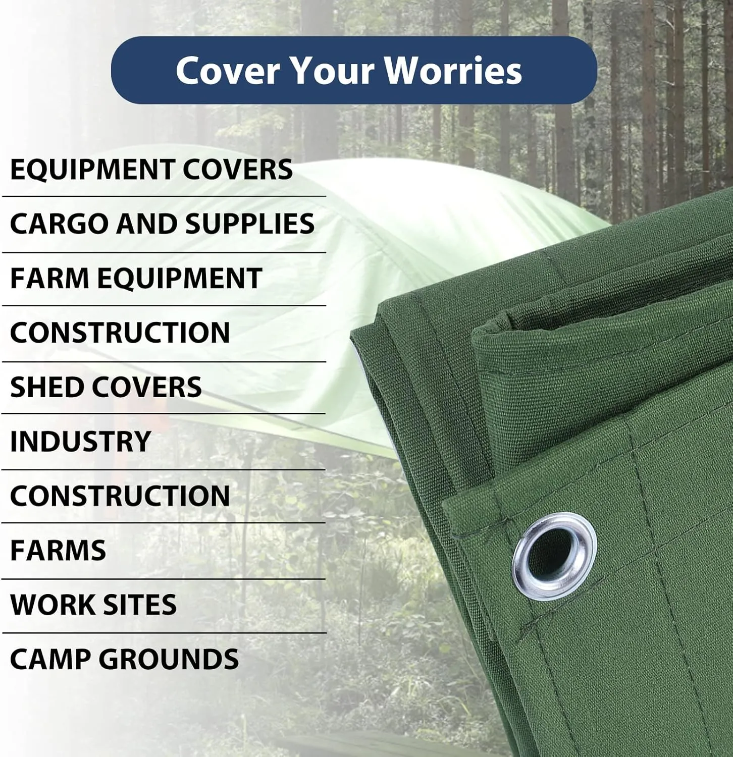 20’x30’ Canvas Tarp Heavy Duty Water Resistant Tarpaulins with Aluminum Grommets,UV Resistant, 22Mil Multipurpose Drop Cloth, 14oz Cover Sheet for Outdoor and Indoor Use with Ropes Green