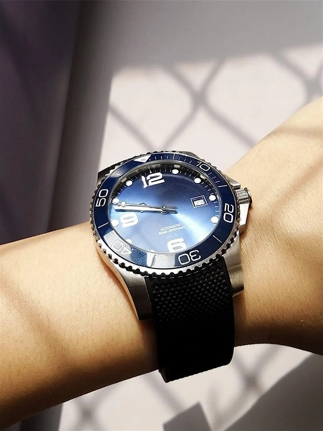 21mm Waterproof Rubber Watch Strap With Folding Buckle For Longines HydroConquest L3 L3.742 Diving