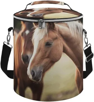24 Cans Collapsible Soft Cooler Bag,Adorable Horse Large Leakproof Camping Cooler,Portable Travel Cooler for Picnic, Camping, Beach, Trip