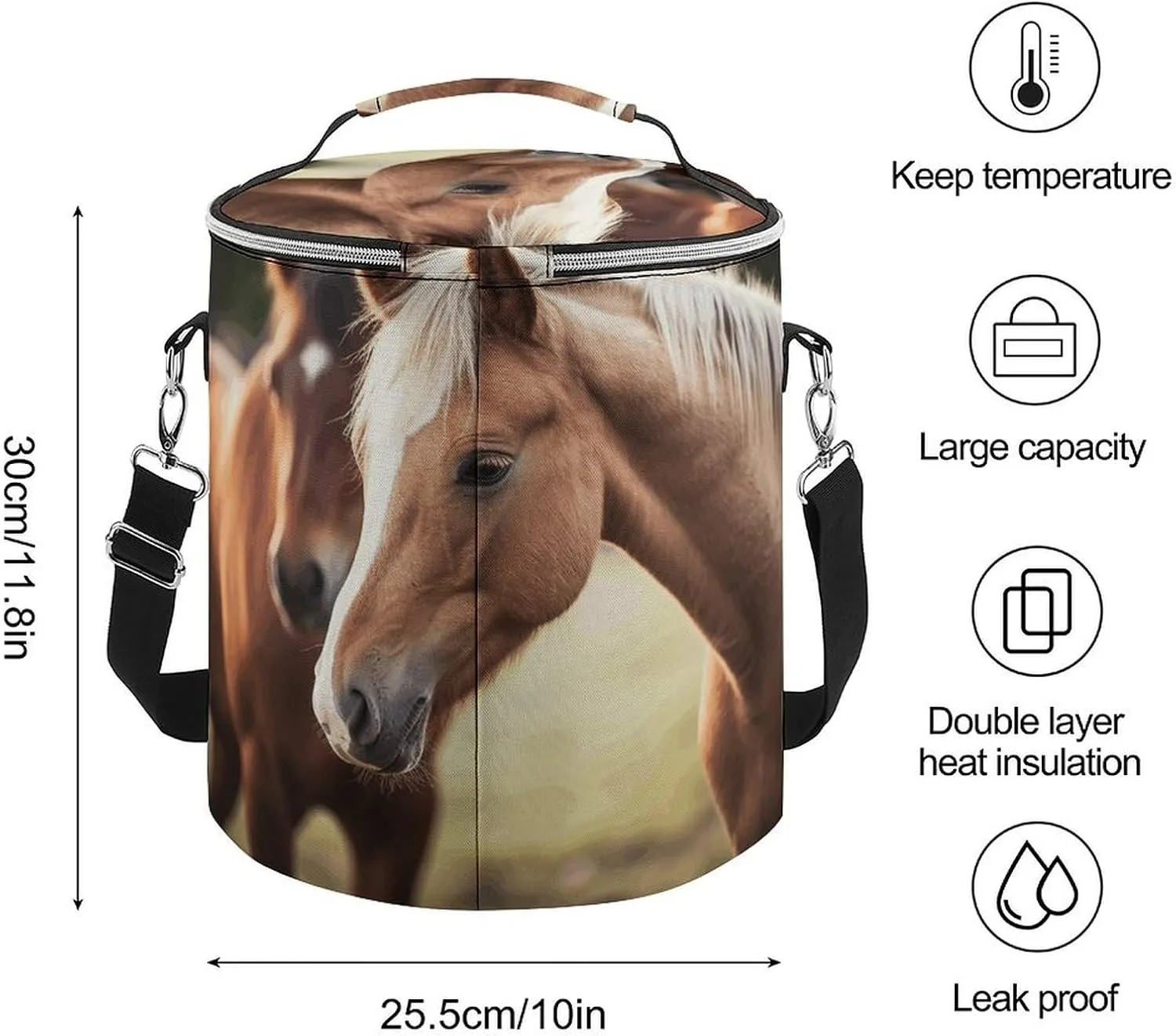 24 Cans Collapsible Soft Cooler Bag,Adorable Horse Large Leakproof Camping Cooler,Portable Travel Cooler for Picnic, Camping, Beach, Trip