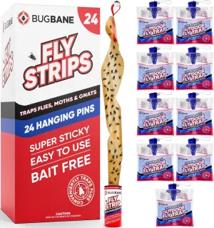 24 Sets of Fly Strips and 9 Sets of Disposable Outdoor Fly Trap Bundle