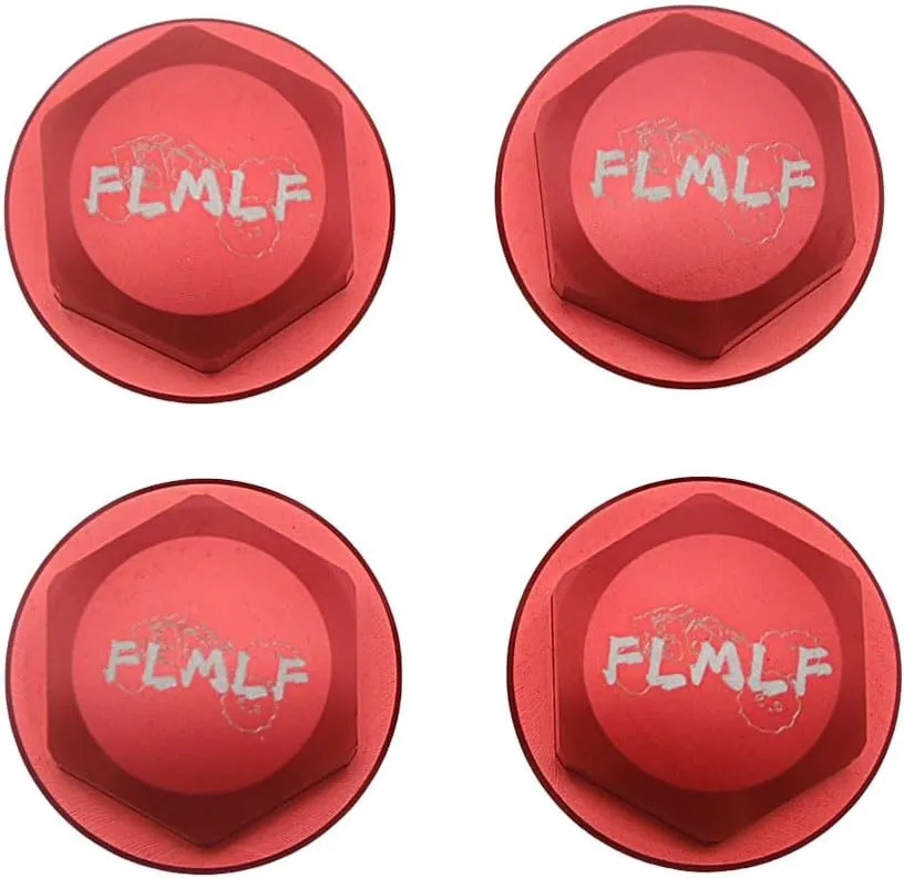 24mm CNC Metal Wheel Tire Adapter Front Rear Tyre Nut Cap 4pcs for 1/5 Scale TRAXXAS X-MAXX XMAXX 6S 8S Truck Rc Car Racing Toys Parts (Red)