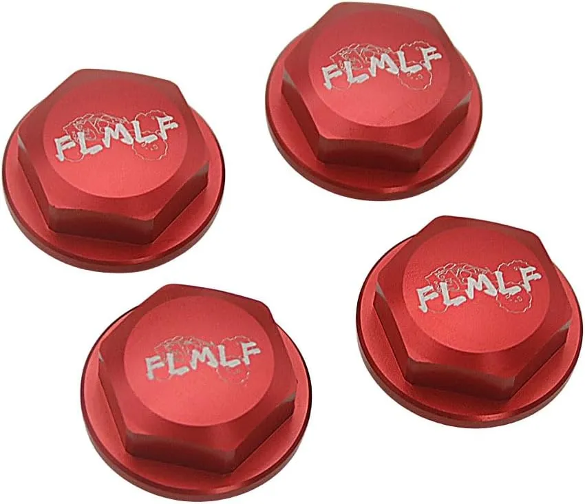 24mm CNC Metal Wheel Tire Adapter Front Rear Tyre Nut Cap 4pcs for 1/5 Scale TRAXXAS X-MAXX XMAXX 6S 8S Truck Rc Car Racing Toys Parts (Red)