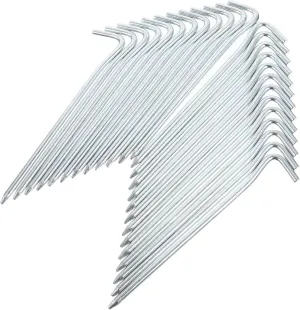 25pcs Heavy Duty Metal Tent Pegs Galvanized Ground Stakes for Camping Tarp Tie Down and Outdoor Use Resistant Easy to Remove for Secure Tent Setup