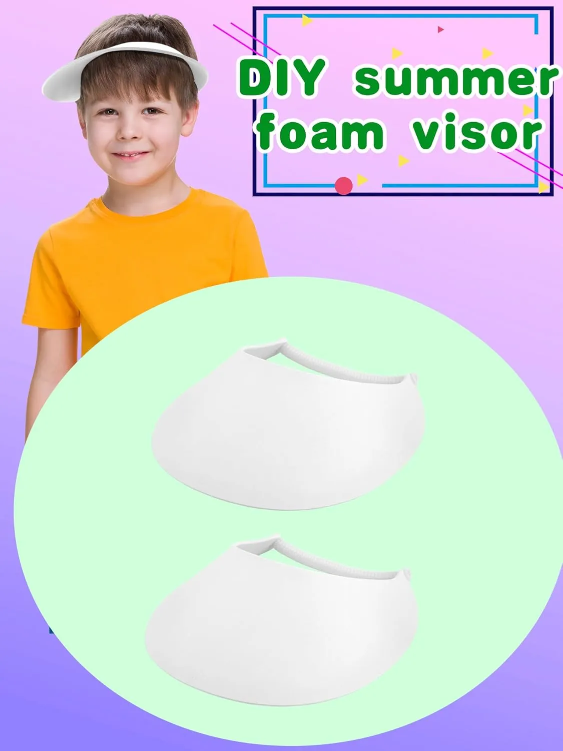 26 Pack White Sun Foam Visors DIY Summer Blank String Adjustable Sun Visor Hat for Adult Kids Summer Gifts Outdoor