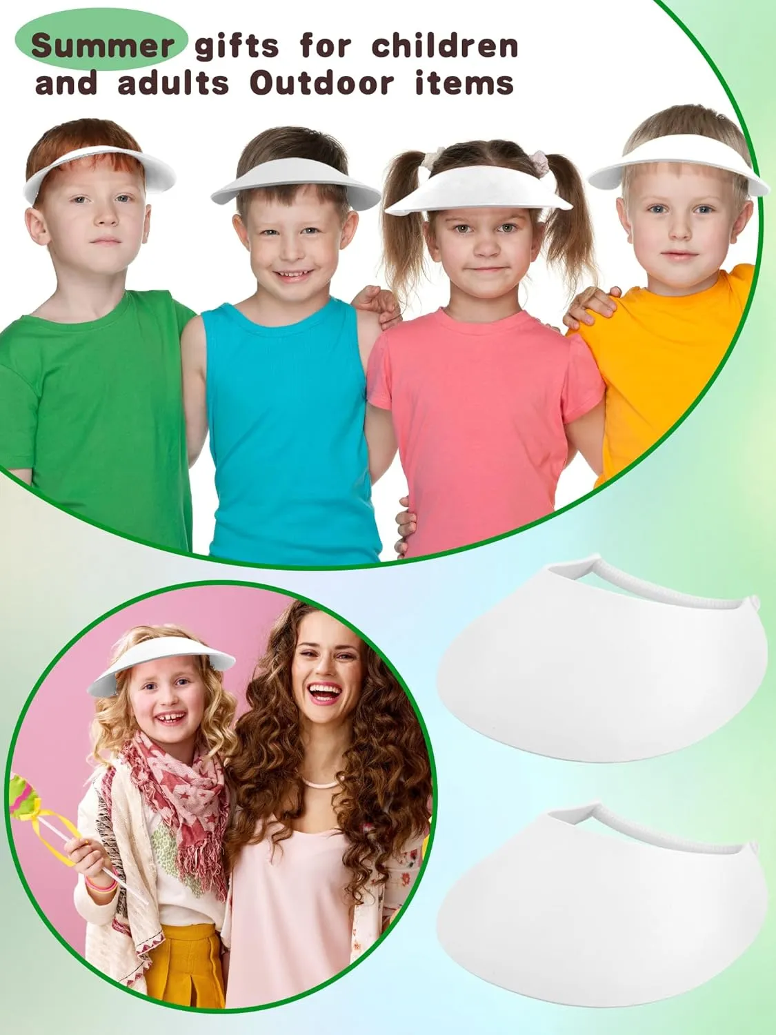 26 Pack White Sun Foam Visors DIY Summer Blank String Adjustable Sun Visor Hat for Adult Kids Summer Gifts Outdoor