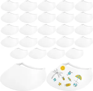 26 Pack White Sun Foam Visors DIY Summer Blank String Adjustable Sun Visor Hat for Adult Kids Summer Gifts Outdoor