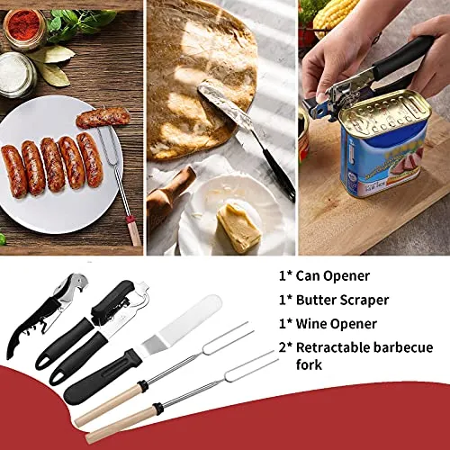 27pcs Portable Camping Kitchen Utensil Set-Cookware Kit,Stainless Steel Outdoor Cooking
