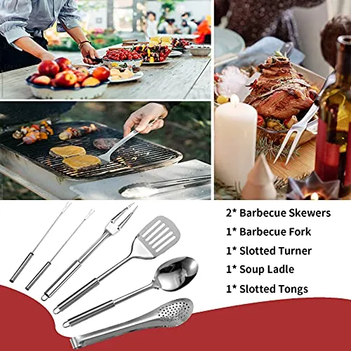 27pcs Portable Camping Kitchen Utensil Set-Cookware Kit,Stainless Steel Outdoor Cooking