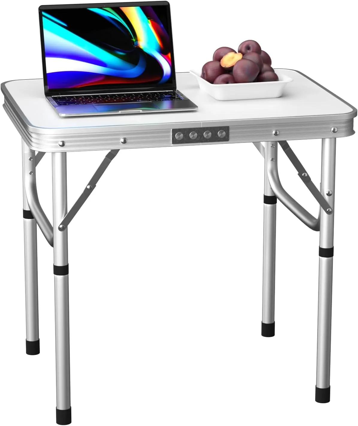 2ft Folding Camping Table Trestle Table with Adjustable Height(60x45x26cm/56cm), Portable Foldable Picnic Tables for Outdoor Indoor Kitchen Garden Party Dinning, with Carrying Handle, Easy to Clean