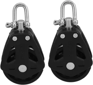 2Pcs Nylon Boat Pulley with Smooth Rotating Bearing Double Head Block for Sailboats Equipment High Load Capacity Durable Versatile Accessories