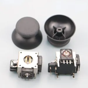 2pcs Set Metal Joystick with Analog Stick Cap for PS2 Playstation2 Small Hole Only Controller 3D Analog Joystick Repair Parts (2 Set Cap with Joystick)