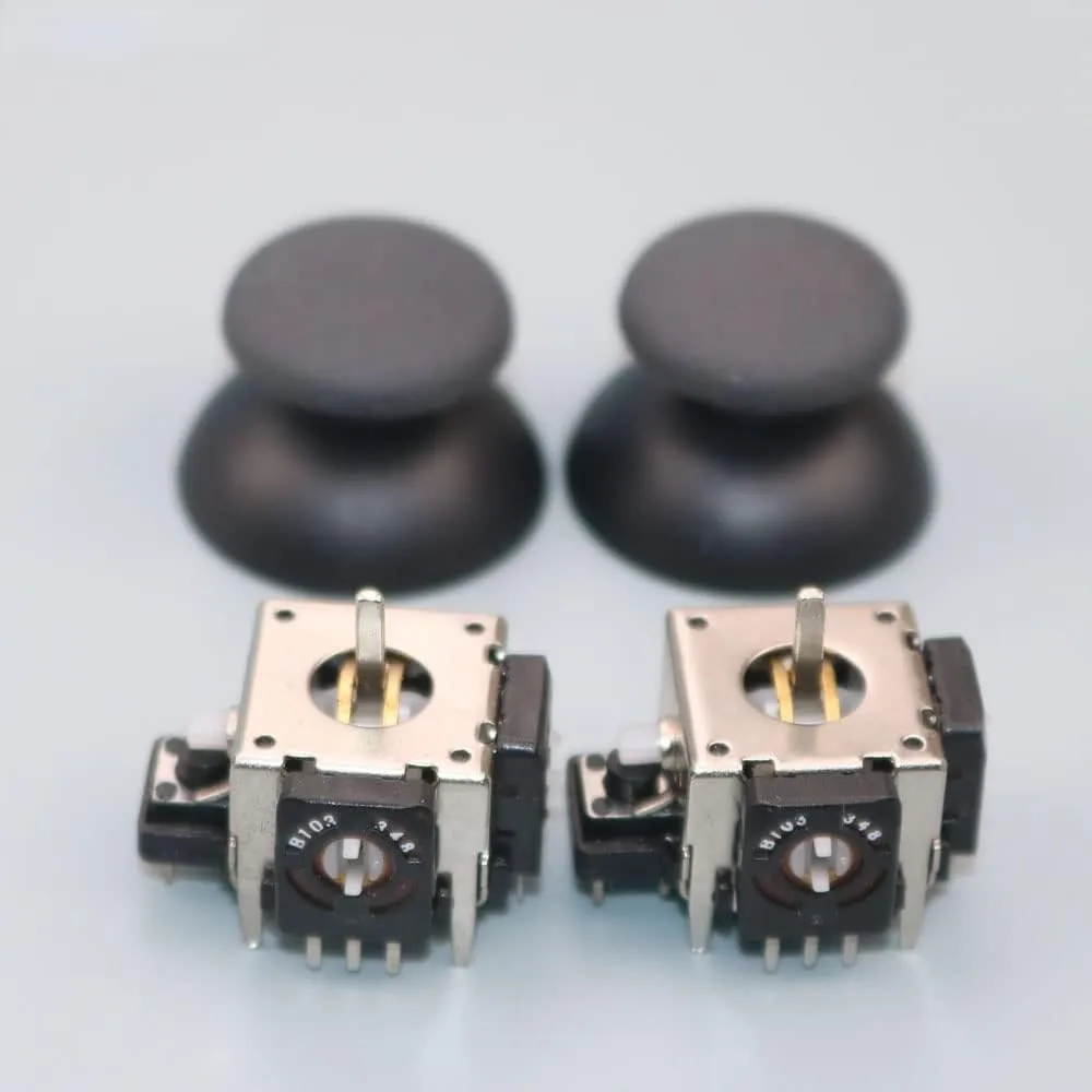 2pcs Set Metal Joystick with Analog Stick Cap for PS2 Playstation2 Small Hole Only Controller 3D Analog Joystick Repair Parts (2 Set Cap with Joystick)