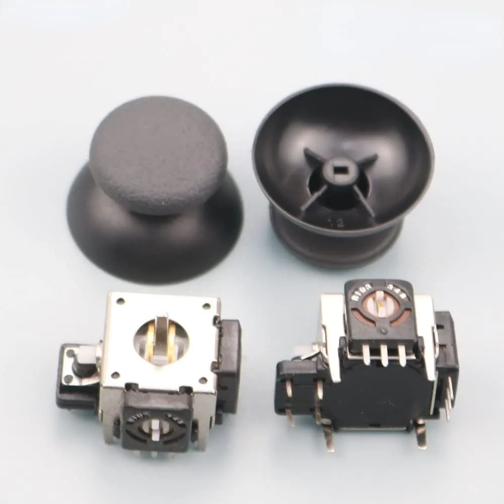 2pcs Set Metal Joystick with Analog Stick Cap for PS2 Playstation2 Small Hole Only Controller 3D Analog Joystick Repair Parts (2 Set Cap with Joystick)