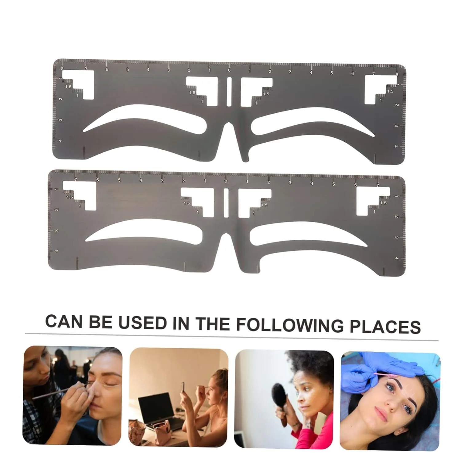 2Pcs Stainless Steel Eyebrow Ruler Stencil Guide Eyebrow Mapping Makeup Tool Kit for Women and Girls Precision Brow Shaping and Grooming Tool