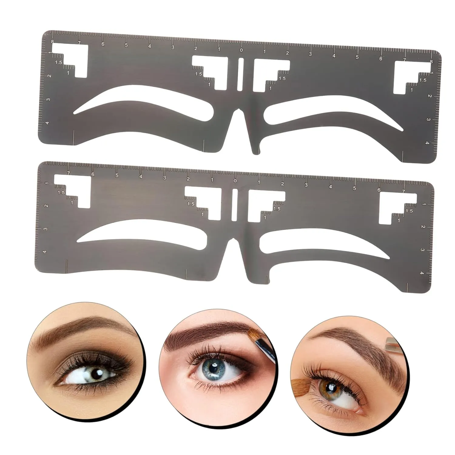 2Pcs Stainless Steel Eyebrow Ruler Stencil Guide Eyebrow Mapping Makeup Tool Kit for Women and Girls Precision Brow Shaping and Grooming Tool