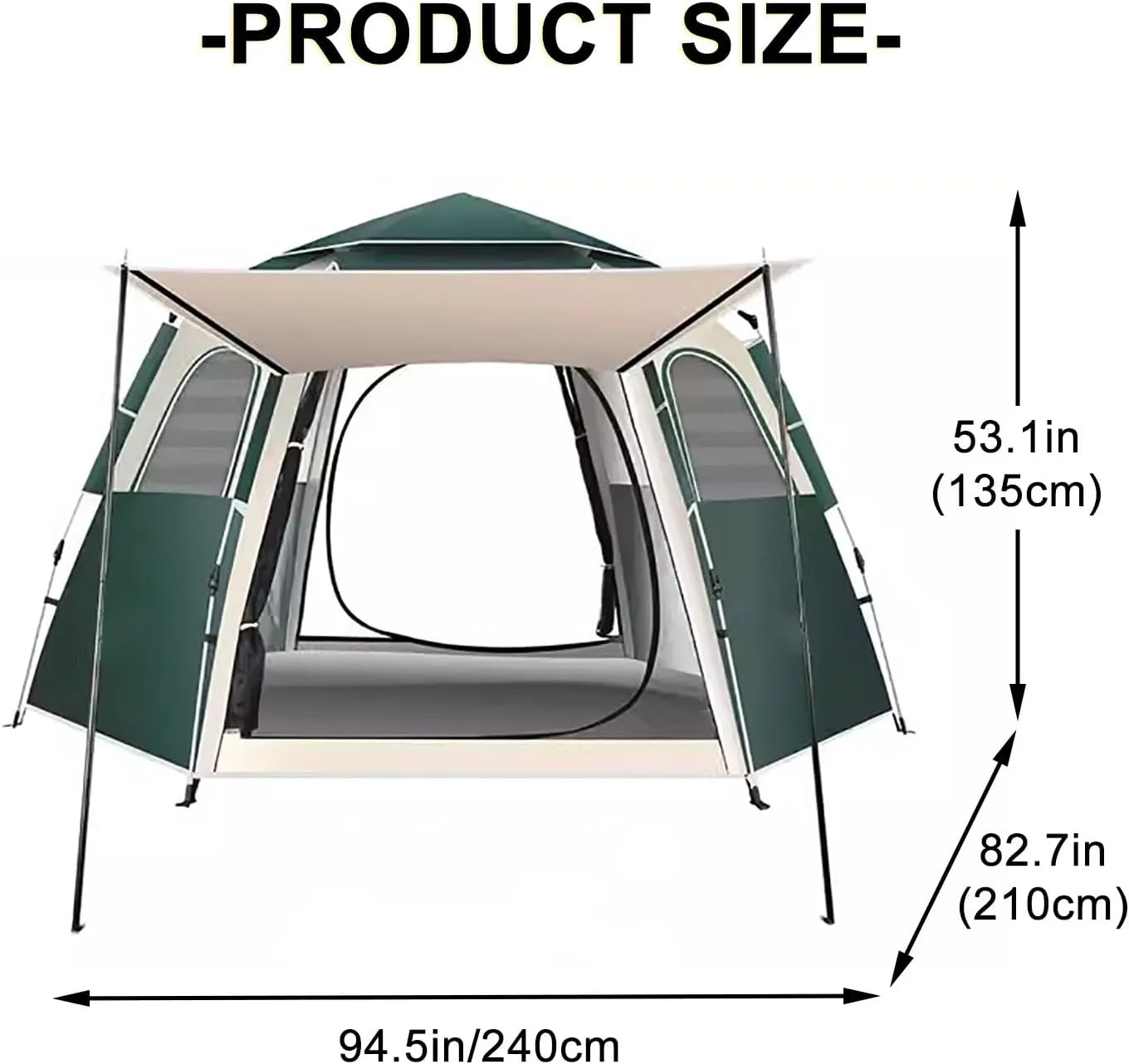 3-4 People Tents. Pop Up Tent. with Rainproof Top Cover, Portable Carry Bag. for Camping, Family Outings, and Outdoor Activities