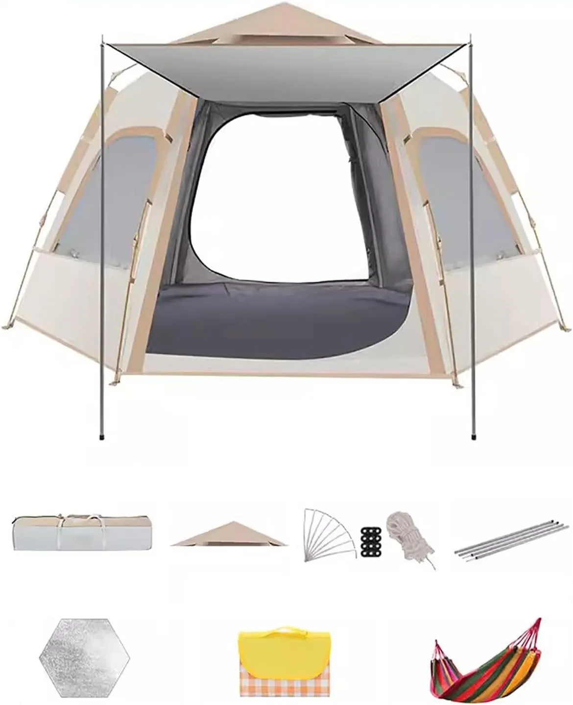 3-4 People Tents. Pop Up Tent. with Rainproof Top Cover, Portable Carry Bag. for Camping, Family Outings, and Outdoor Activities