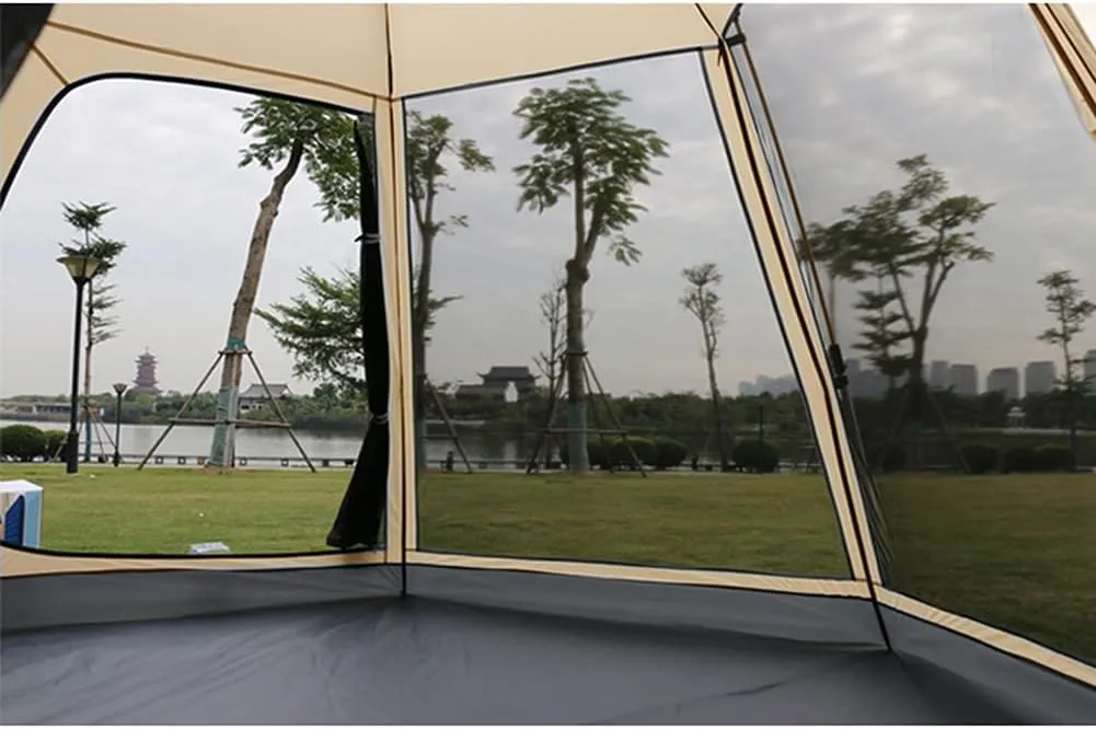 3-4 Person Automatic Tent with Porch Camping Pop Up Tent with 2 Door and 2 Double Layer Instant Family Tent for Camping Outdoor Hiking, Easy Set Up (Red 5) (Red 3)