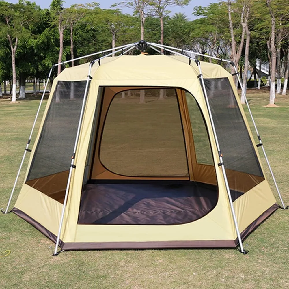 3-4 Person Automatic Tent with Porch Camping Pop Up Tent with 2 Door and 2 Double Layer Instant Family Tent for Camping Outdoor Hiking, Easy Set Up (Red 5) (Red 3)