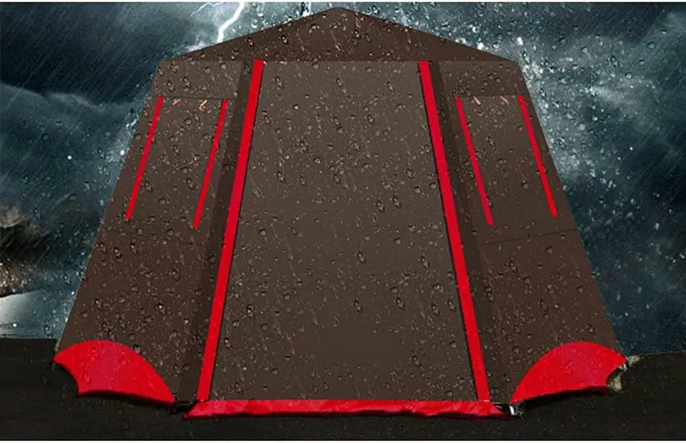 3-4 Person Automatic Tent with Porch Camping Pop Up Tent with 2 Door and 2 Double Layer Instant Family Tent for Camping Outdoor Hiking, Easy Set Up (Red 5) (Red 3)