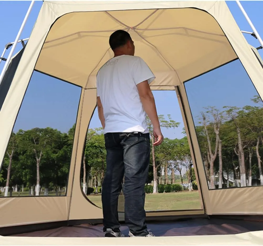 3-4 Person Automatic Tent with Porch Camping Pop Up Tent with 2 Door and 2 Double Layer Instant Family Tent for Camping Outdoor Hiking, Easy Set Up (Red 5) (Red 3)