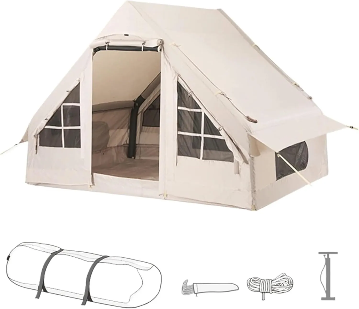 3-8 Person Oxford PVC Inflation Tent Waterproof Inflatable Tent Camping Tent Compatible with Fishing Hiking Caping Backpacking (Medium)