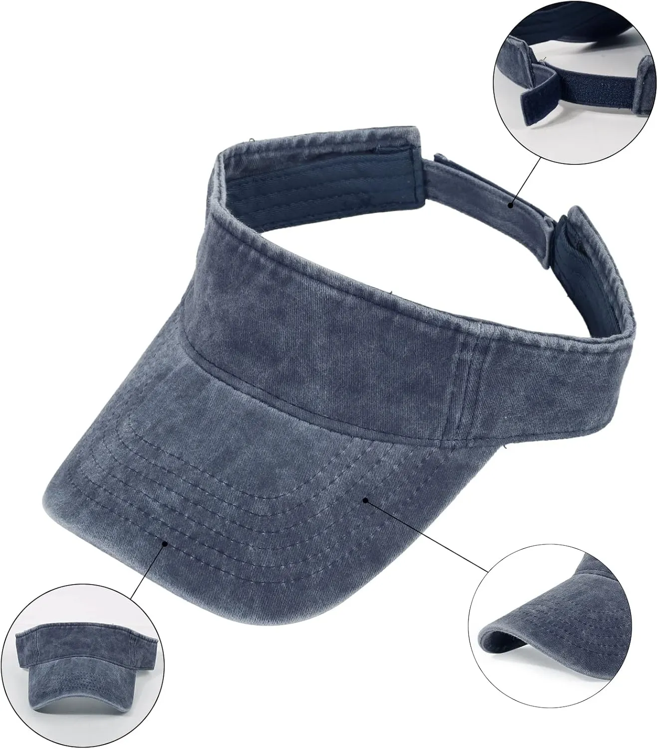 3 Pack Sun Visors for Women Men Cooling Lightweight Sports Sun Hats Adjustable Twill Cotton Run Visor