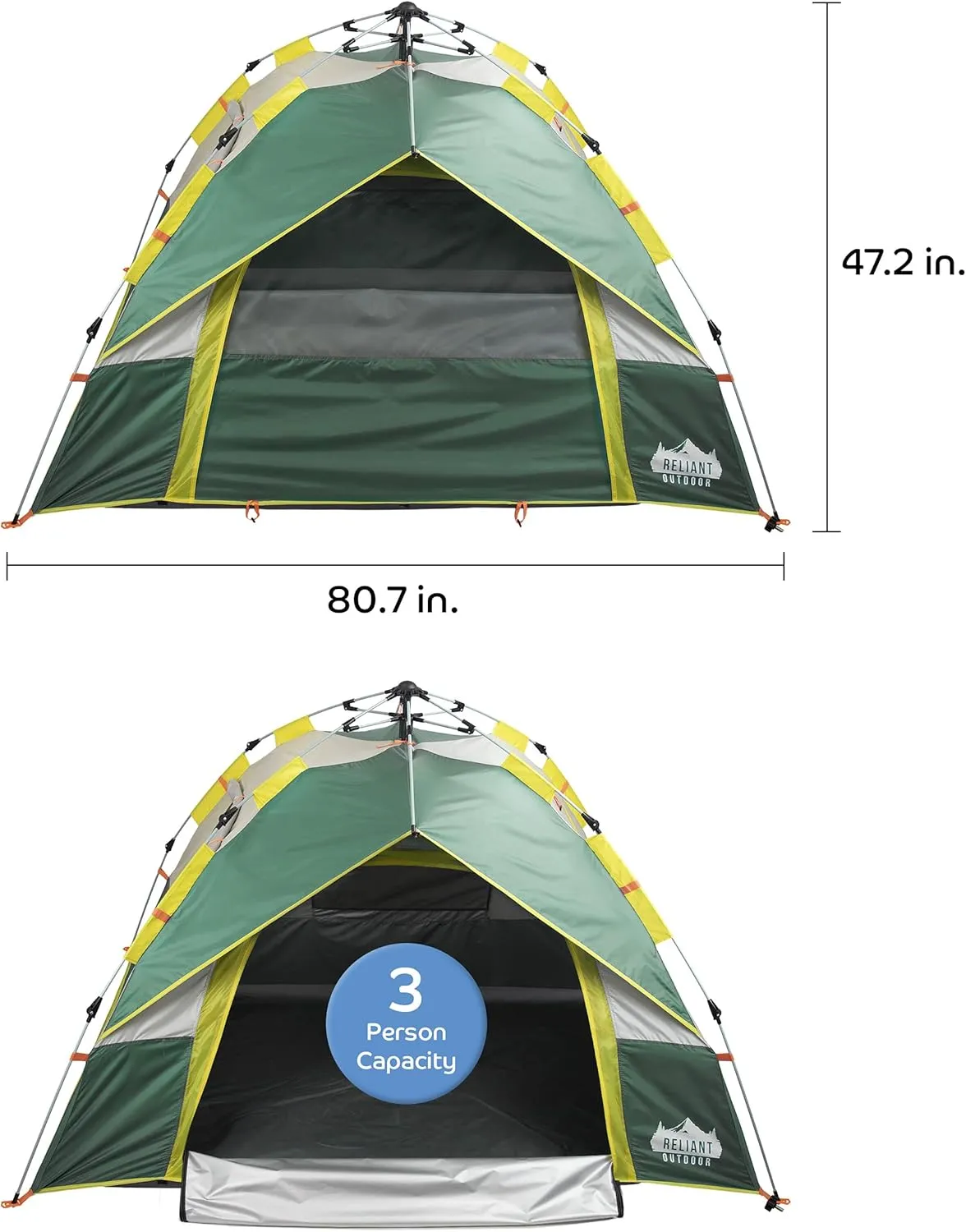 3-Person Family Tent for Camping and Hiking with Instant 60 Second Easy Setup, Waterproof and Windproof