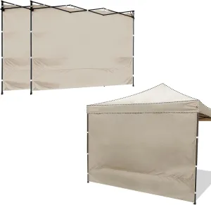 3-Piece 10x10 Canopy Sidewalls with Silver Coating UPF50  Shelter Sunwall Waterproof Canopies Shade Wall Instant Canopy Side Wall for Outdoor Pop up Canopy Tent and Vendor Tent, Khaki