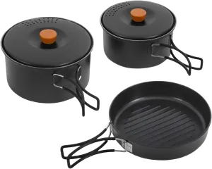 304 stainless steel camping cookware set, POTS and pans for campfire cooking