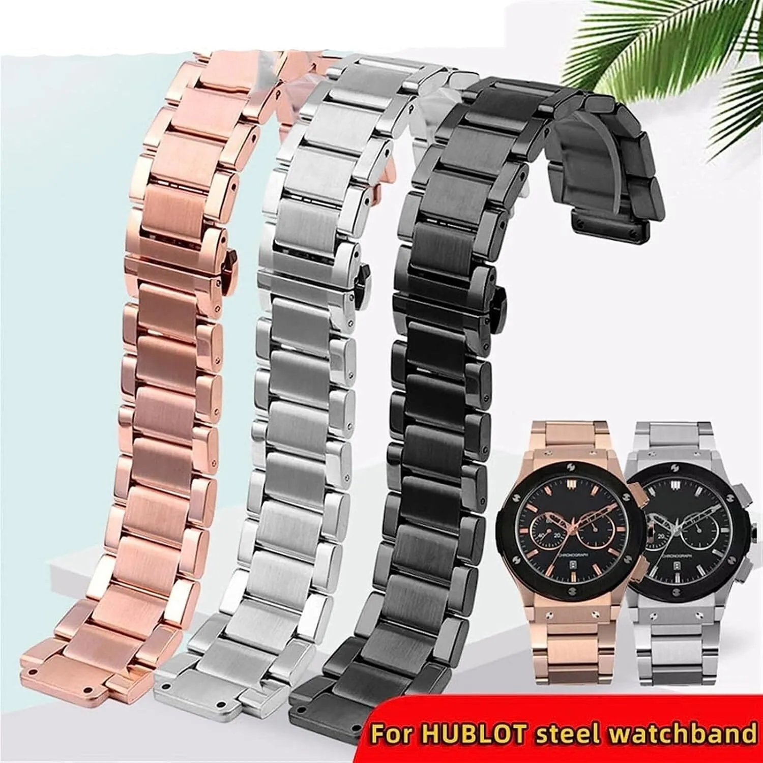 316L Stainless Steel Watch Band For Hublot Big Bang 27x19mm 23x17 21x13 Bracelets Strap For Men Women