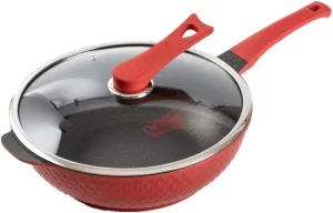 32CM Maifan Stone Wok Non-Stick Frying Pan Oil-Free Smoke Pot with Gas Induction Cooker Universal (Color : Red) Vision