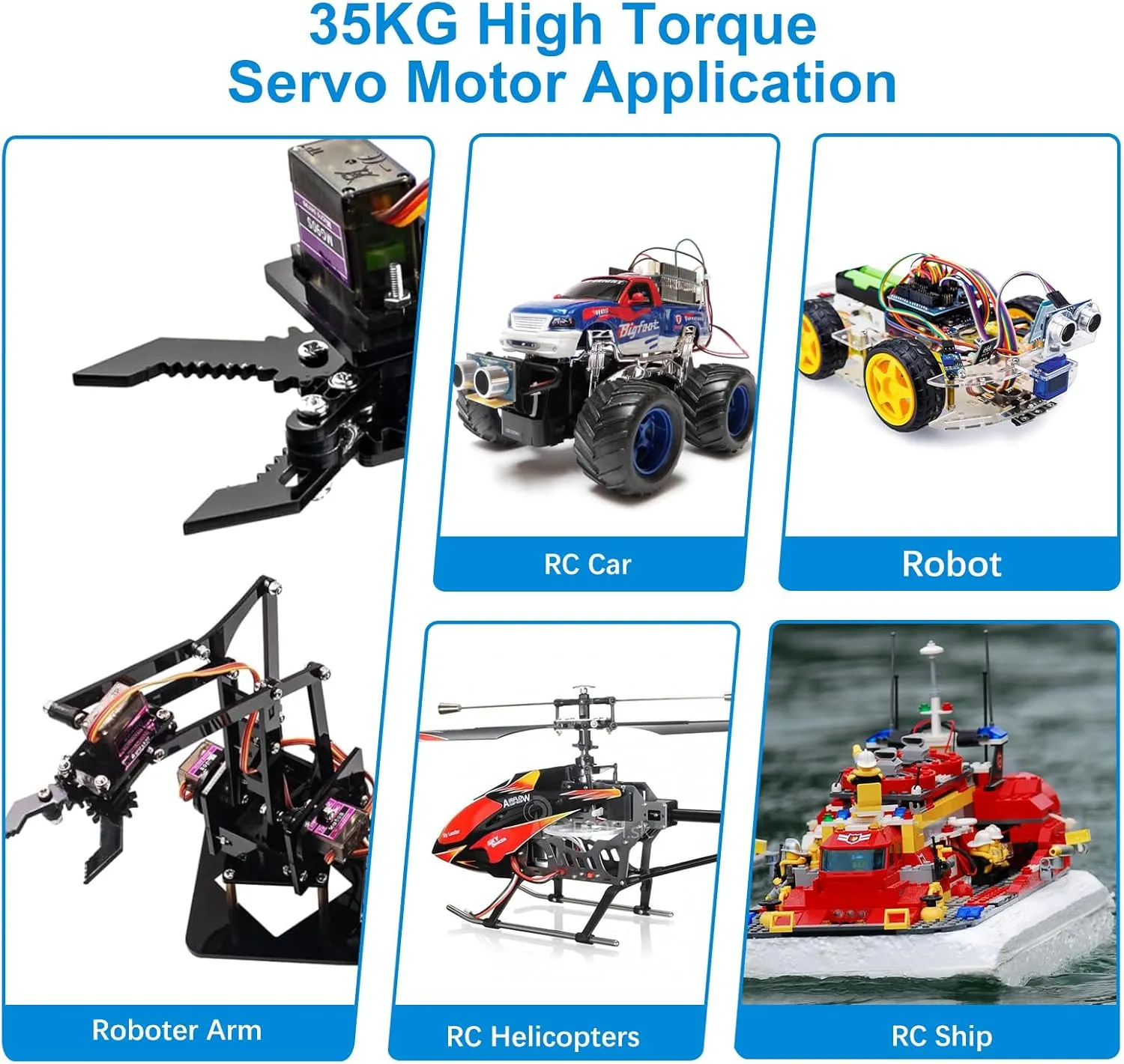 35KG High Torque Servo Motor Servo AYWHP 1 Pcs RC Servo High Torque Metal Gear Digital Servo RC Servo for RC Robotic/Helicopter/Car/Boat/DIY, 1/8 1/10 RC Car (Control Angle 0-180°)