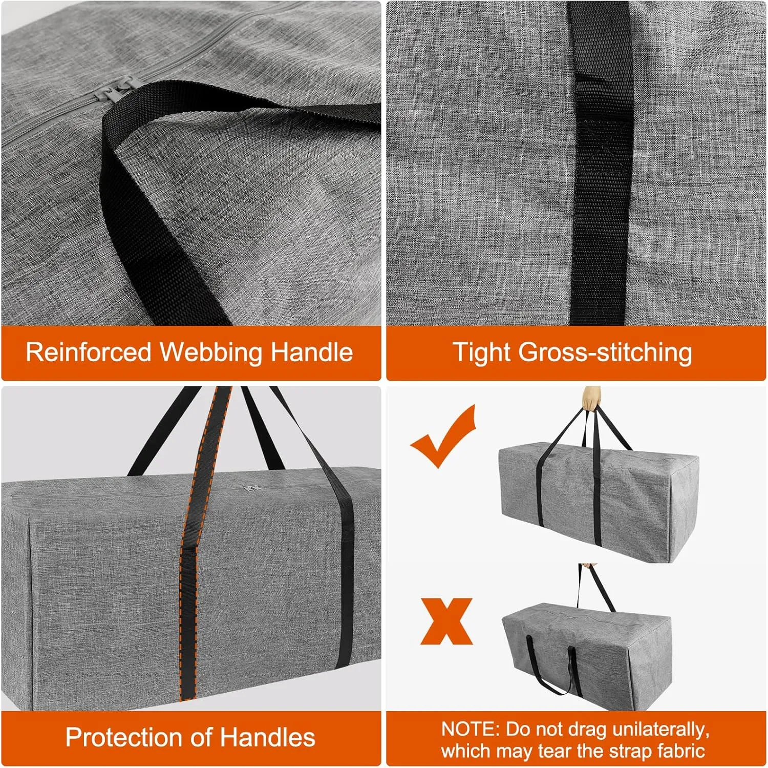 36 Inch Sports Duffle Bag - 106L Large Luffel Bag for Travel, Foldable Luggage Duffle Bag with Zippers for Men Women (Grey)