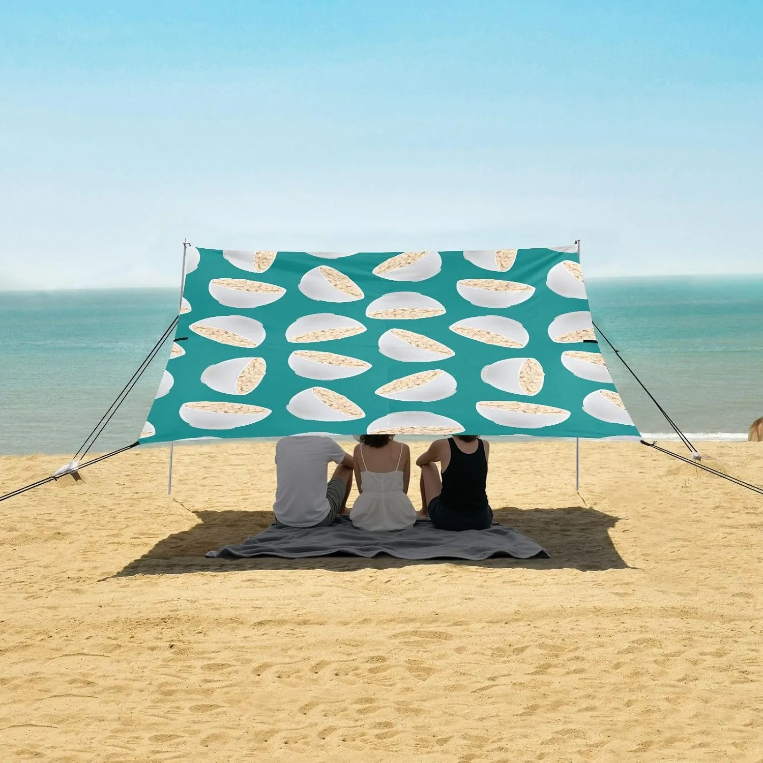3D Rice Bowl Beach Camping Tent Sun Shelter for Whole Family, Beach Shade Canopy with UPF50  UV Protection,Easy Set Up and Carry,Outdoor Shade for Trips, Fishing, Backyard Fun Picnics