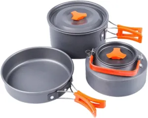 3pcs Camping Pots Cookware Portable Pot Set Cutlery Teakettle Material