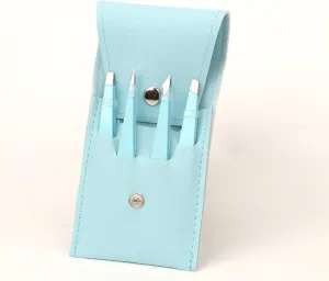 3xFine Hairs Puller Stainless Steel Professional 4 In1 Slanted Blue Set