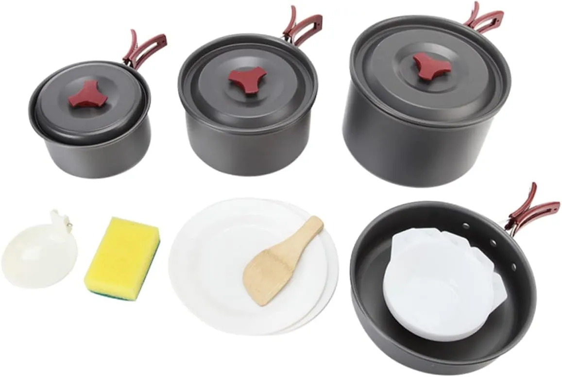 4-5 Person Camping Cookware Kit Folding Cooking Pots Utensils Set Safe for Outdoor Activities Easy to Store