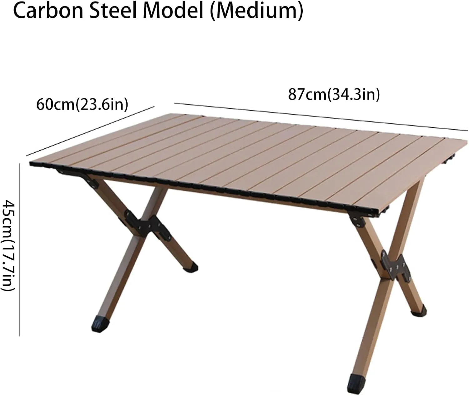 4-6 People Camping Table, Roll-Up Lightweight Picnic Table with Large Aluminum Tabletop & Carrying Bag, Portable Outdoor Folding Table for Hiking, Backpacking & Fishing(Carbon Steel Wood Gra