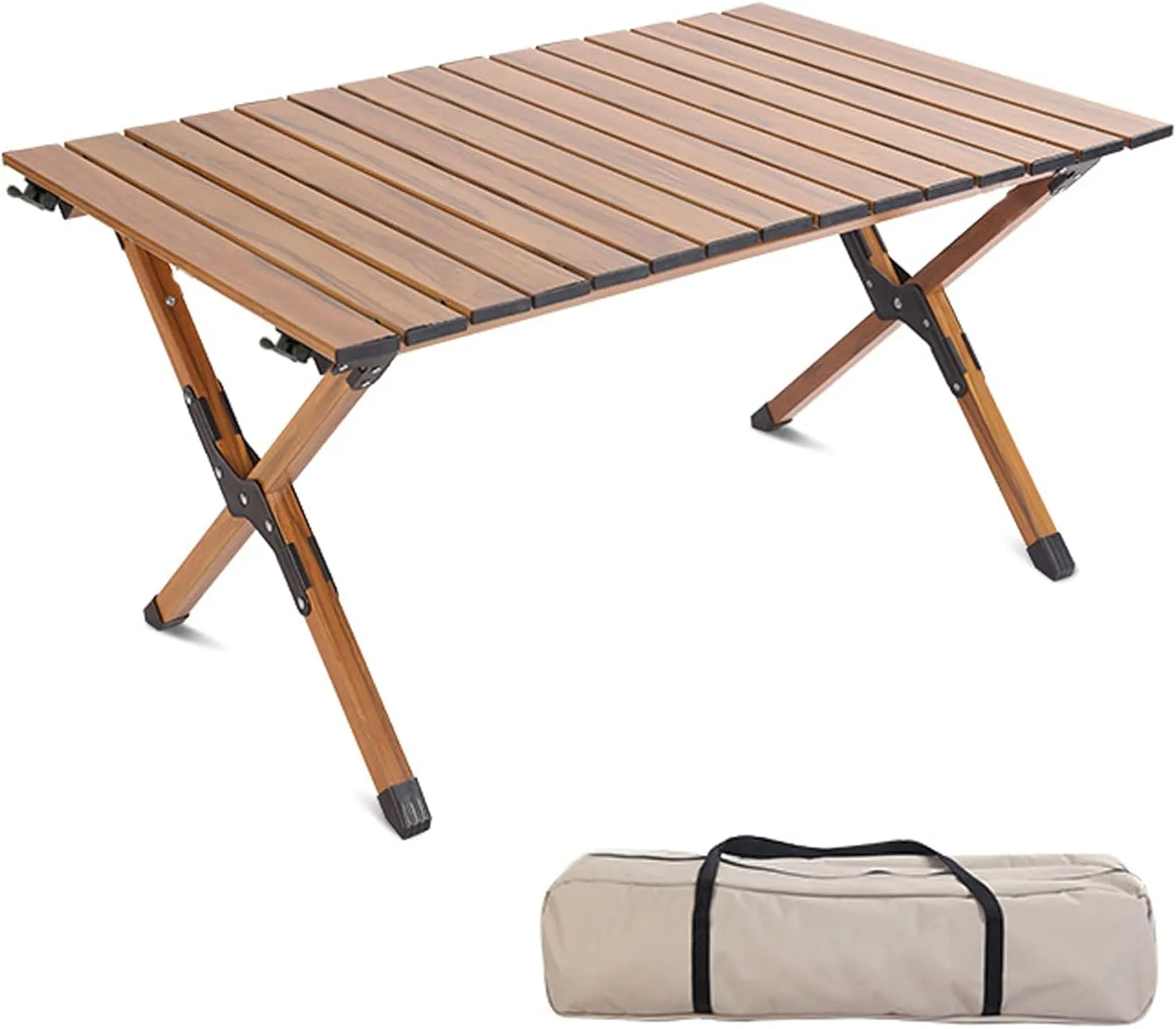 4-6 People Camping Table, Roll-Up Lightweight Picnic Table with Large Aluminum Tabletop & Carrying Bag, Portable Outdoor Folding Table for Hiking, Backpacking & Fishing(Carbon Steel Yellow,L